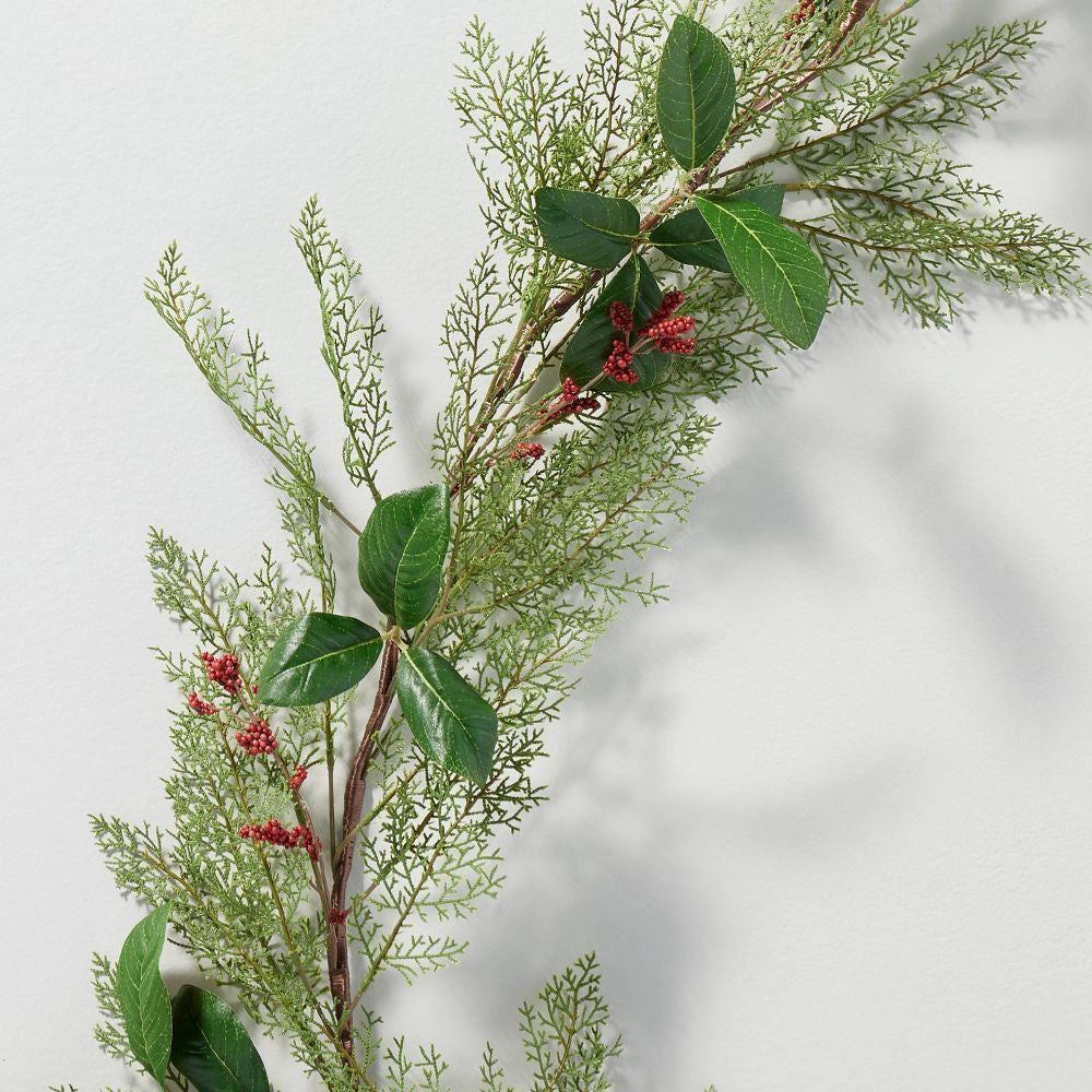 12' Faux Cedar & Magnolia Leaf with Winterberries Christmas Garland - Hearth &