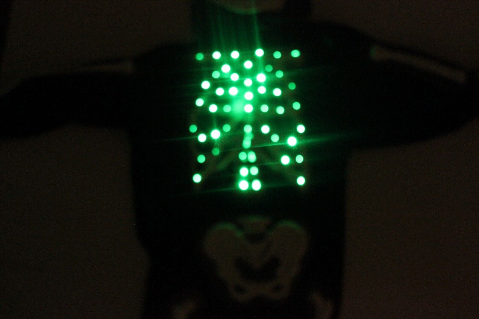 Skeleton Halloween Costume Boys Light up Size 5-6, 6-8 Glowing Fiber Optic Kids