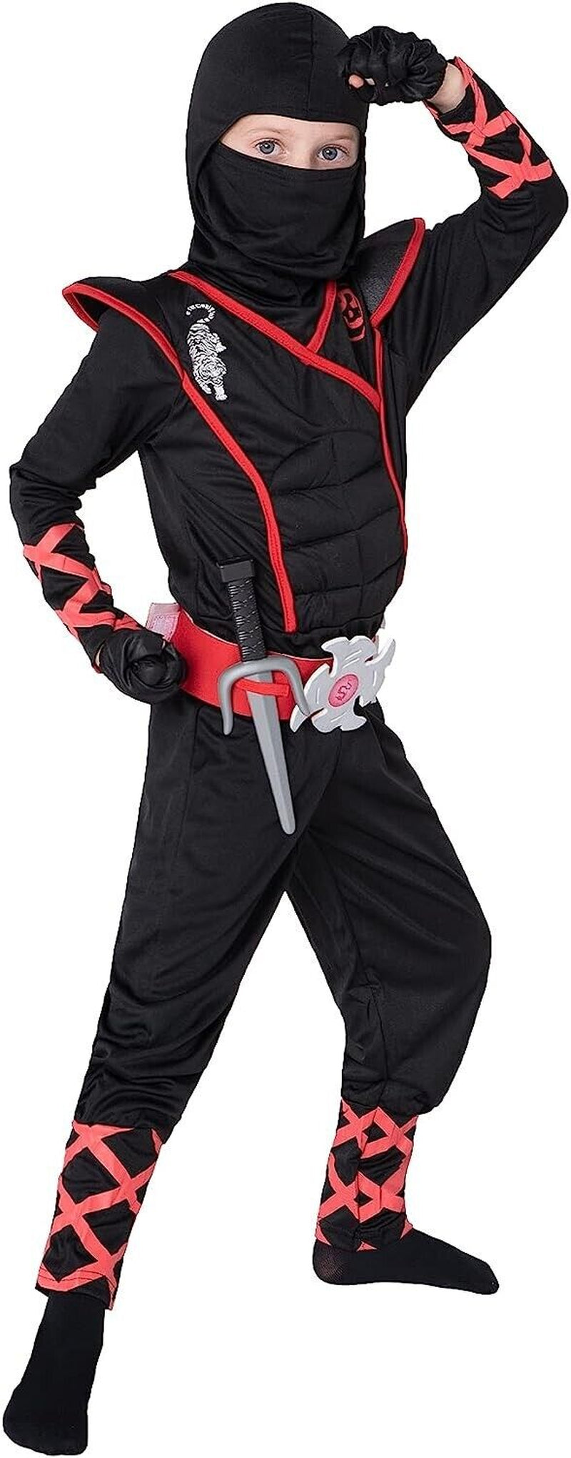 Black Deluxe Ninja Costume for Kids Boys Halloween Costume Dress up Small 5-7Yrs