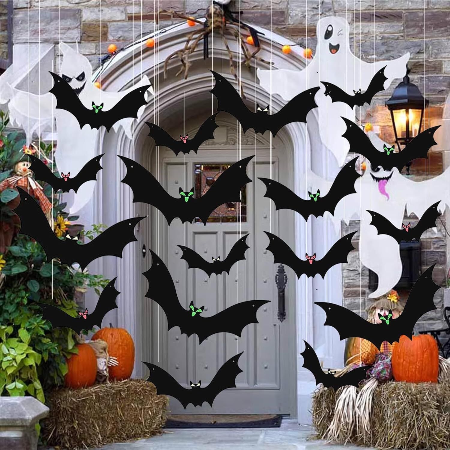 Halloween Hanging Decoration Outdoor Large Scary Flying Bat18Pcs Bats Spooky