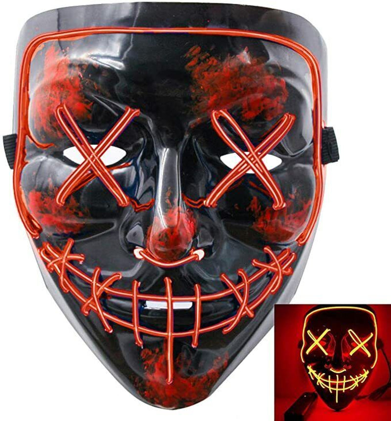 Costume Halloween Face Mask LED Light up 3 Modes Cosplay Clubbing Party Purge