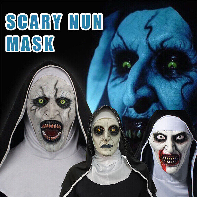 Scary Cosplay the Nun Full Face Halloween Mask Costume Horror Creepy Party Props