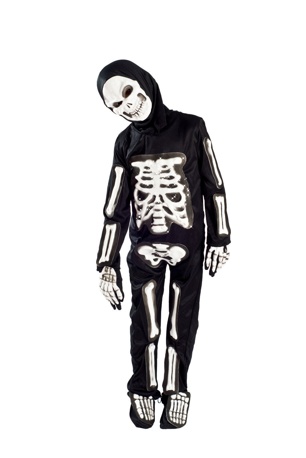 Skeleton Halloween Costume Boys Light up Size 5-6, 6-8 Glowing Fiber Optic Kids