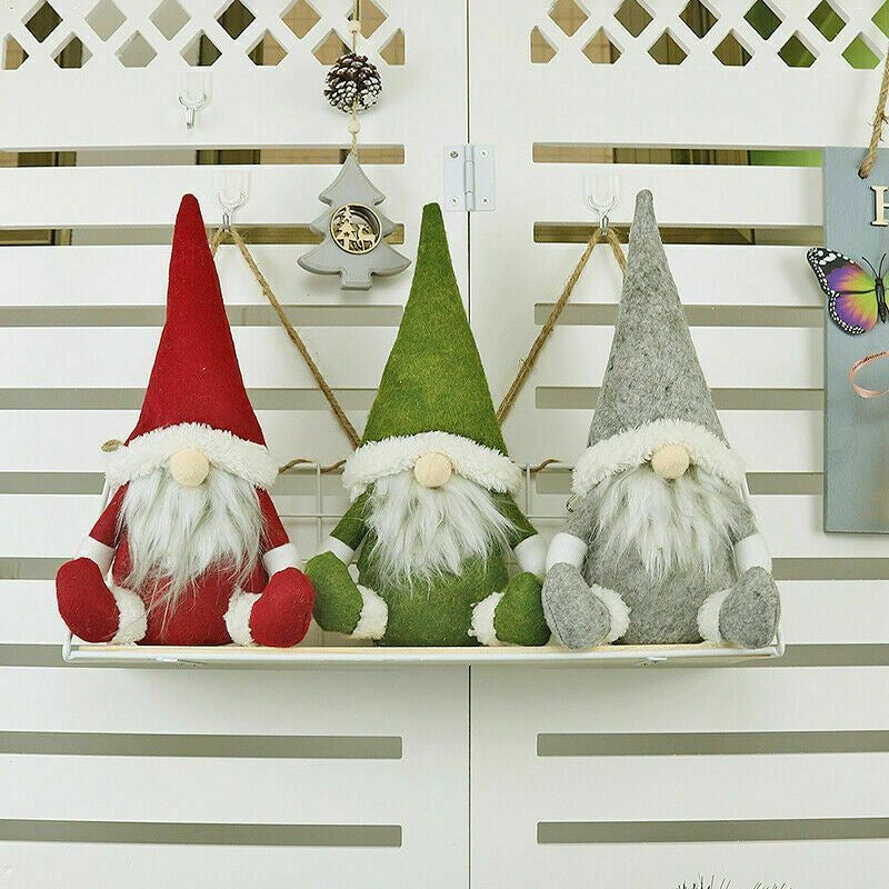 3Pcs Christmas Faceless Gnome Santa Plush Dolls Xmas Ornament Toy Table Decor US