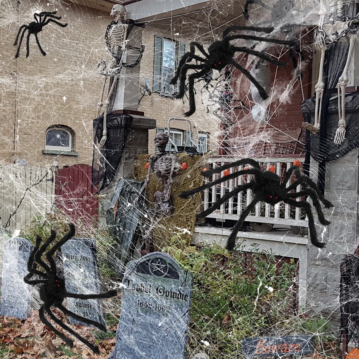 35" Spider Halloween Decor Haunted House Prop Indoor Outdoor Giant Scary Party