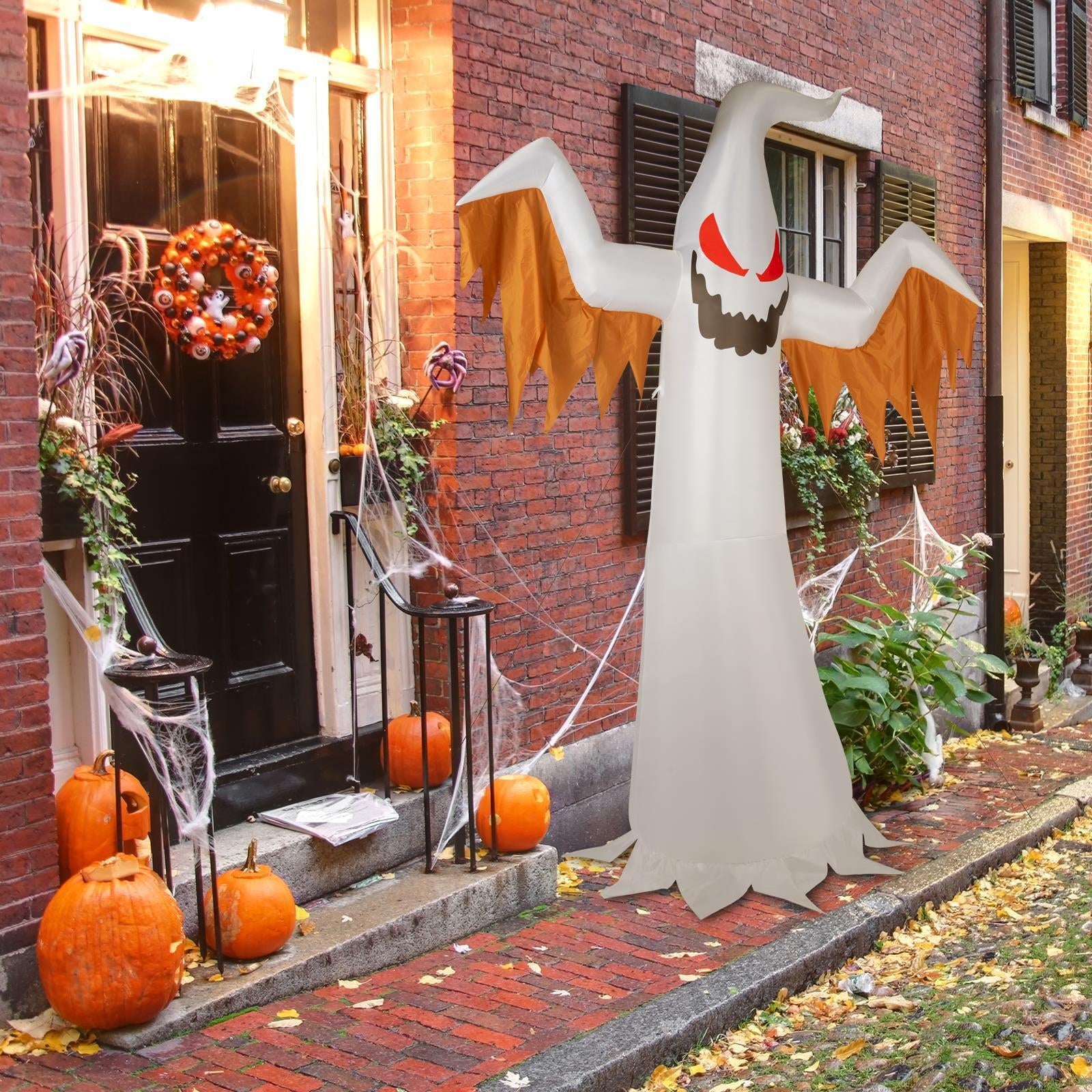 12FT Halloween Inflatable Giant Ghost with Red Eye Led Lights Blow up Decoration