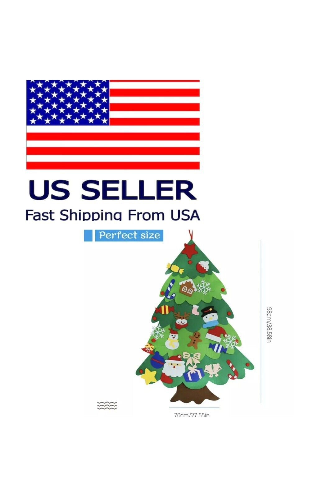 4FT DIY Felt Christmas Tree Set26Pcs Detachable Ornaments Kids Wall Hanging Gift