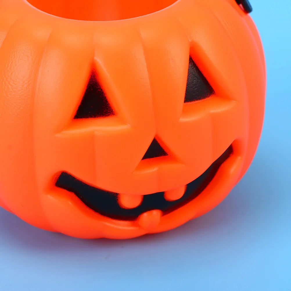 Pumpkin Bucket Halloween Candy Treat Trick or Buckets Holder Pail Mini Kids Basket Plastic Lantern Baskets Cauldron