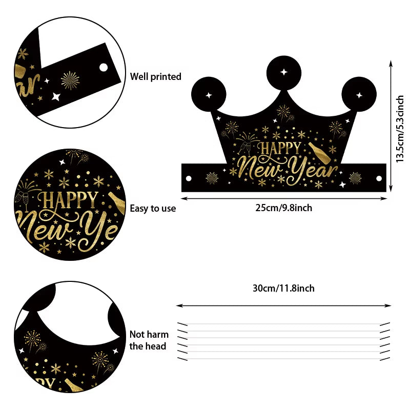 12/6Pcs Happy New Year Paper Glasses 2025 Eyeglasses Frame Photo Booth Props New Year'S Eve Party Decoration Christmas Supplies