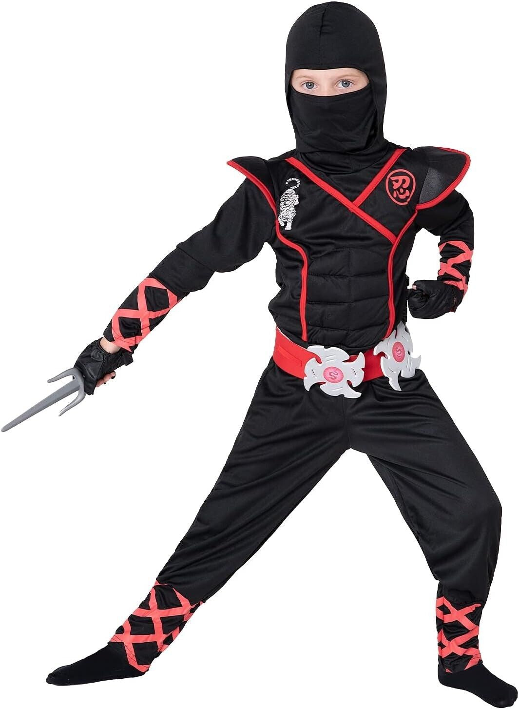 Black Deluxe Ninja Costume for Kids Boys Halloween Costume Dress up Small 5-7Yrs