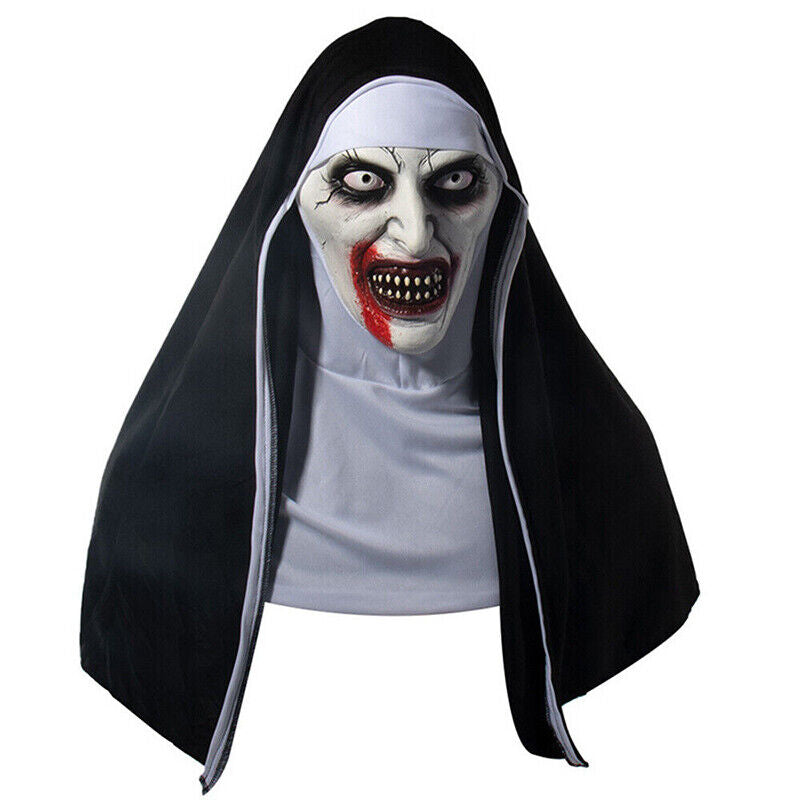 Scary Cosplay the Nun Full Face Halloween Mask Costume Horror Creepy Party Props