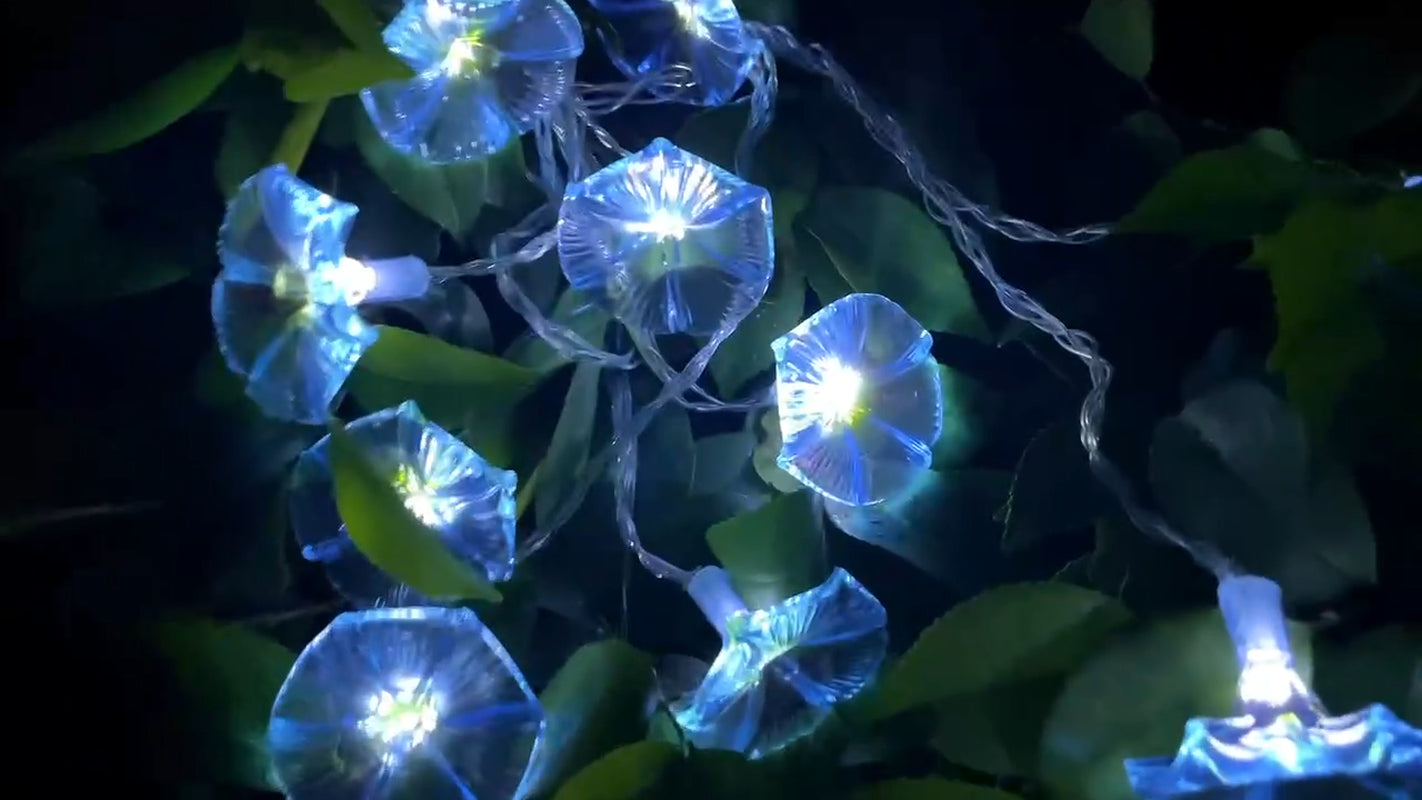 Solar LED Flower Fairy Garden Lights String Outdoor Fence Decor Waterproof