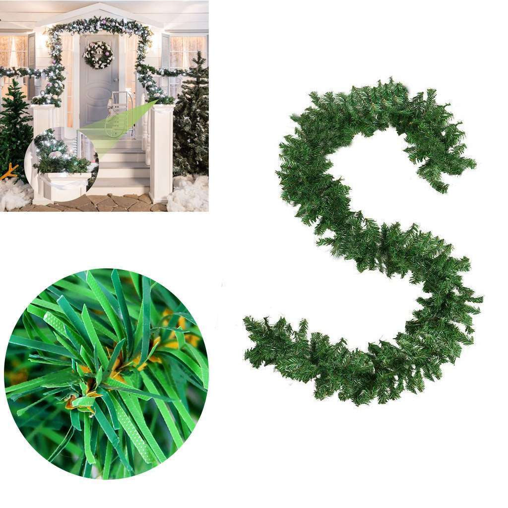 9FT Christmas Garland Artificial Wreath Ornaments Xmas Tree Home Rattan Decor US