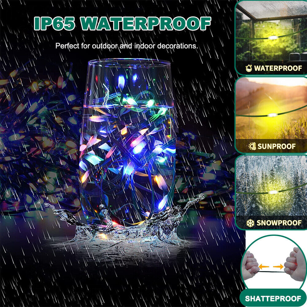 160LED Christmas Tree Waterfall Lights Fairy String Outdoor Waterproof Decor RGB