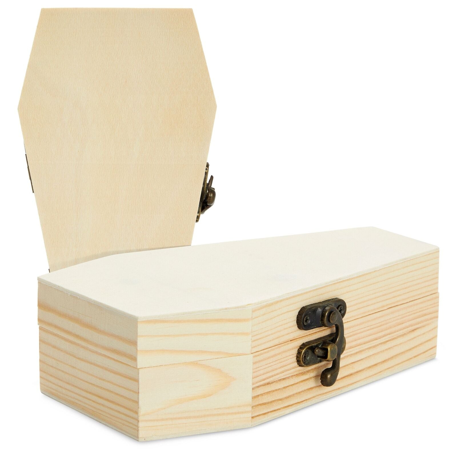 6 Pack Unfinished Halloween Coffin Box with Hinged Lids for Crafts 6 X 4 X 2 In