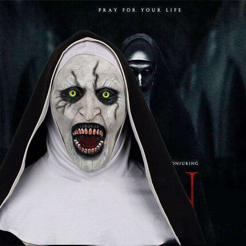 Scary Cosplay the Nun Full Face Halloween Mask Costume Horror Creepy Party Props