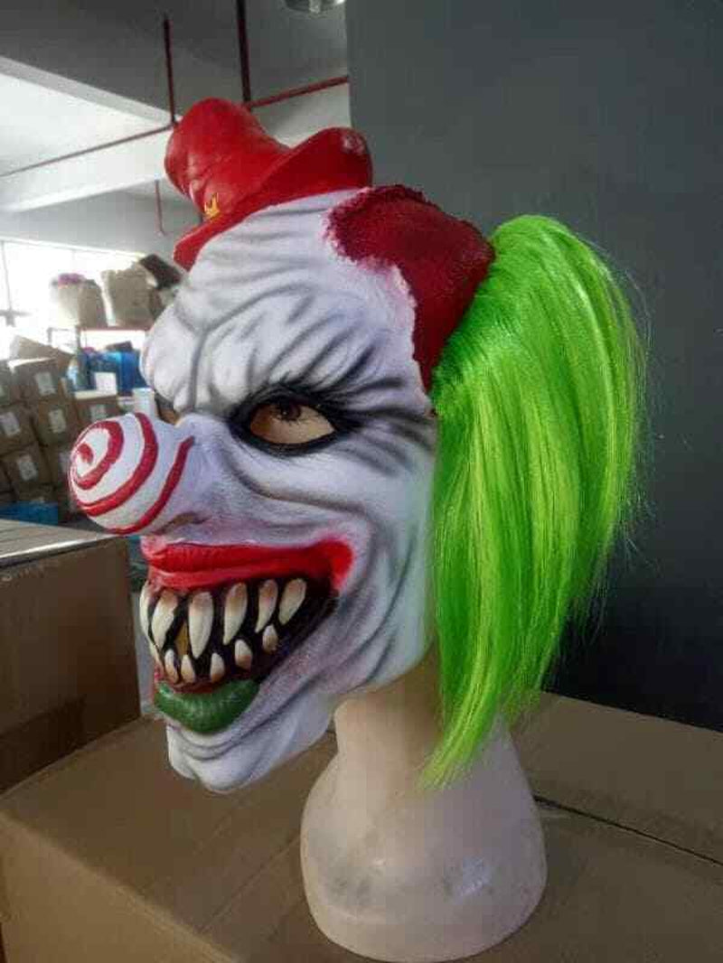 Scary Halloween Clown Mask with Hair Costume Party Cosplay Jokester Psycho Clown
