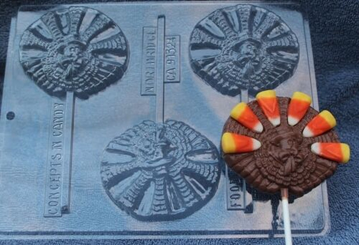 TURKEY DECORATE CORN FEATHERS CHOCOLATE LOLLIPOP THANKSGIVING CANDY MOLD DIY