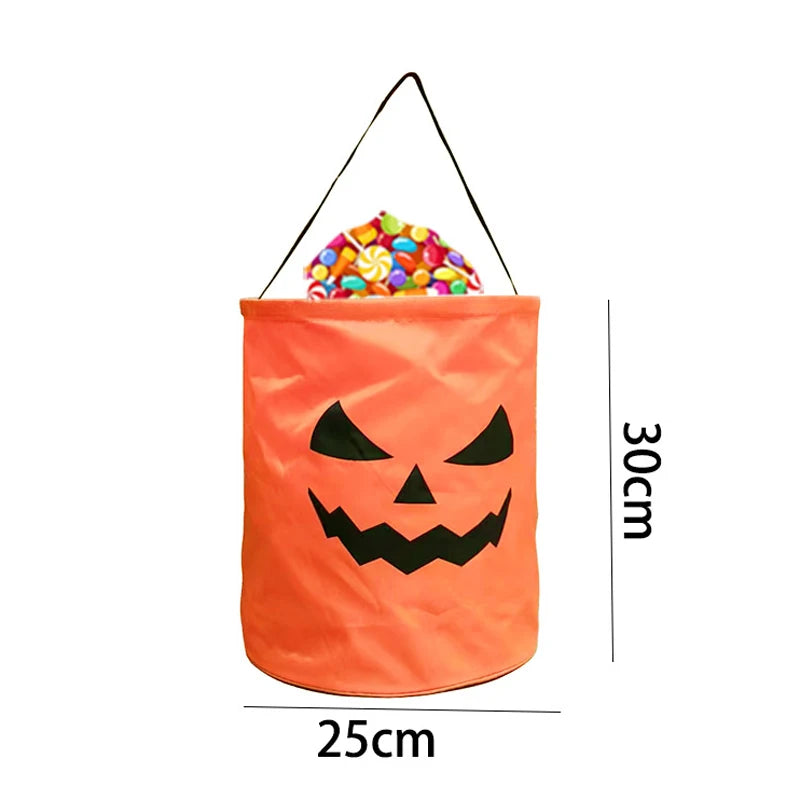 LED Light Halloween Trick or Treat Bucket Pumpkin Candy Bags Collapsible Halloween Basket for Halloween Glow Party Gift Basket