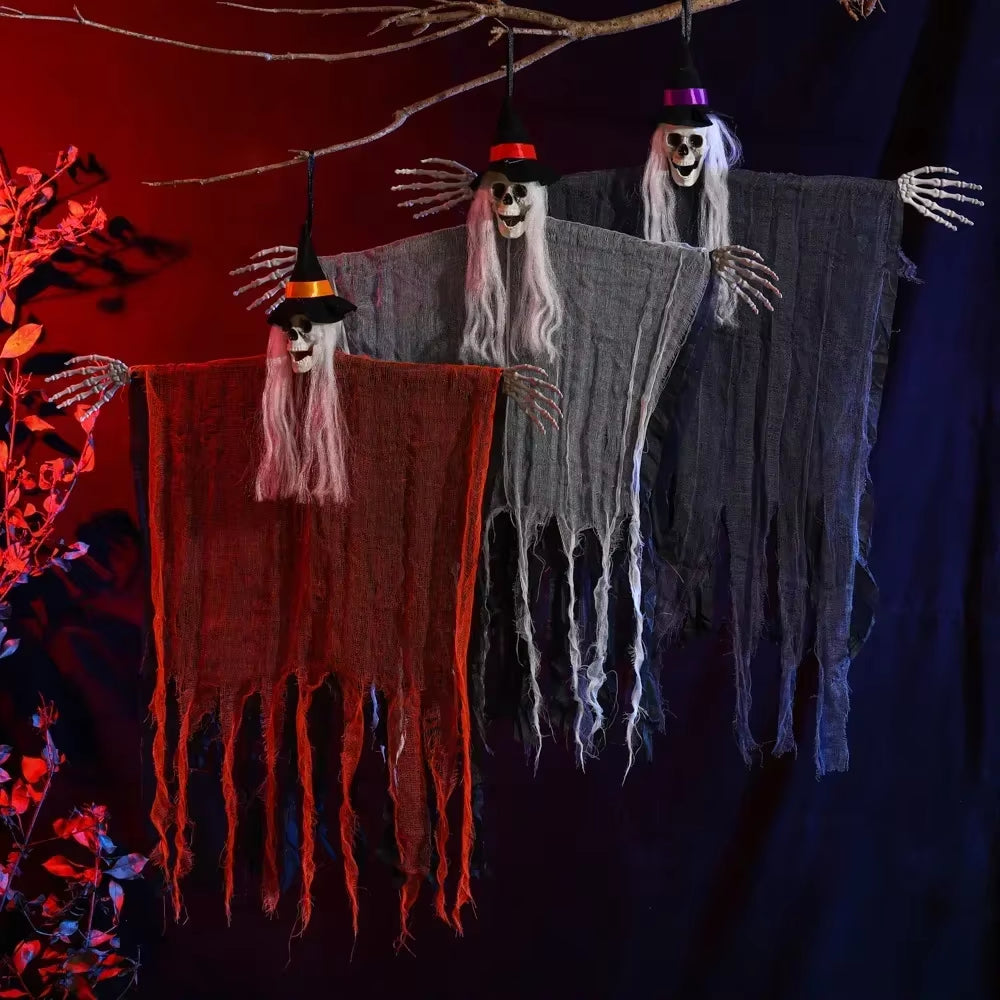 Halloween Animatronic Hanging Decoration Animated Talking Scary Clown with Chain Red Eyes Sound &Touch Activated Electric Horror