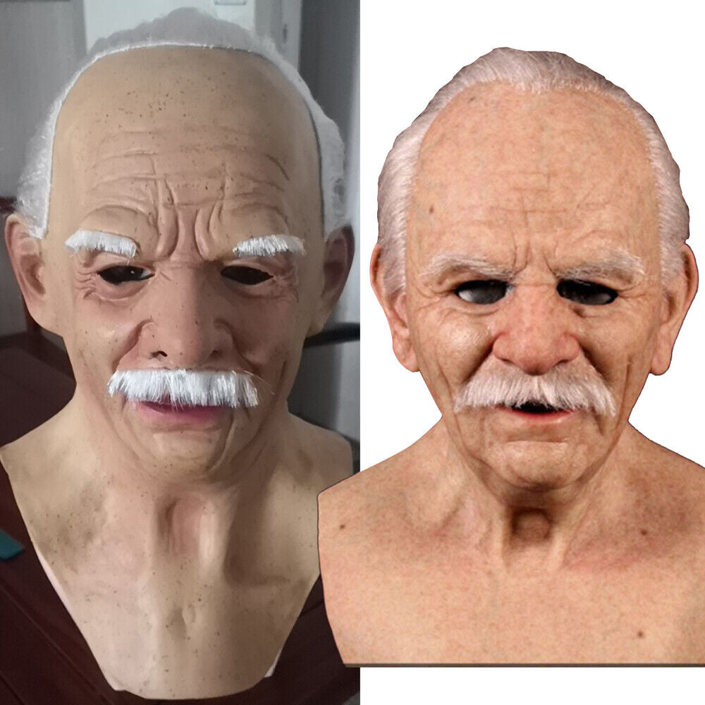 Old Man Mask Latex Halloween Cosplay Party Realistic Full Face Masks Headgear US