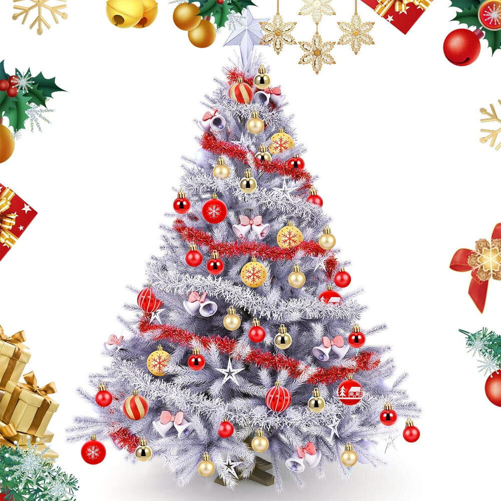 44Pcs Mixed Christmas Balls Baubles Xmas Tree Ornament Home Hanging Decoration