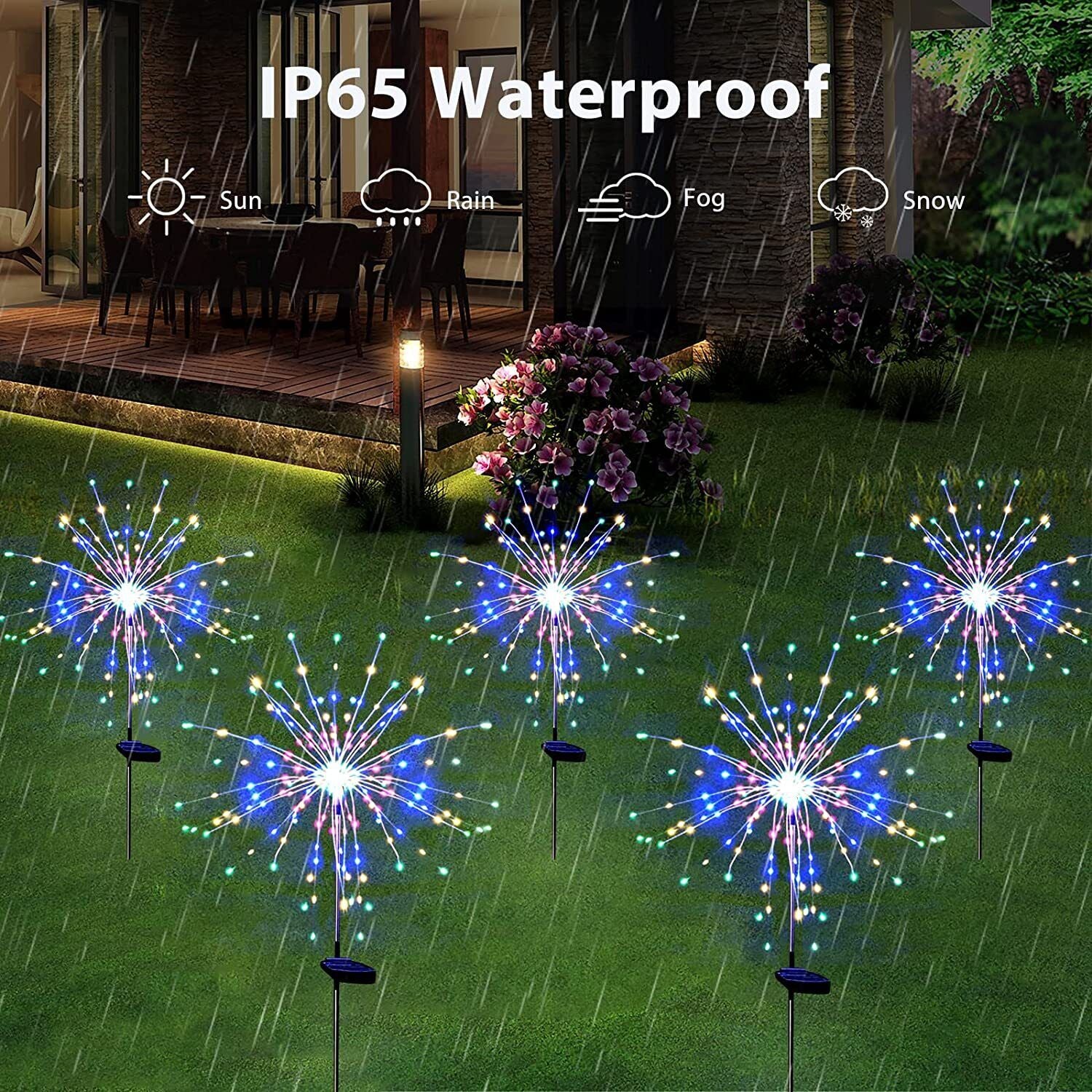 Solar Landscape Lights LED Solar Firework Light Fairy Garden Yard Outdoor Decor