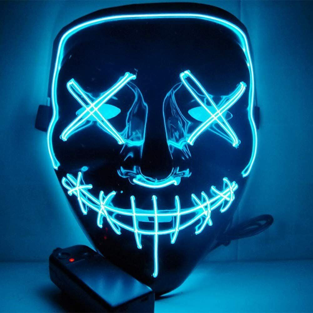 Costume Halloween Face Mask LED Light up 3 Modes Cosplay Clubbing Party Purge