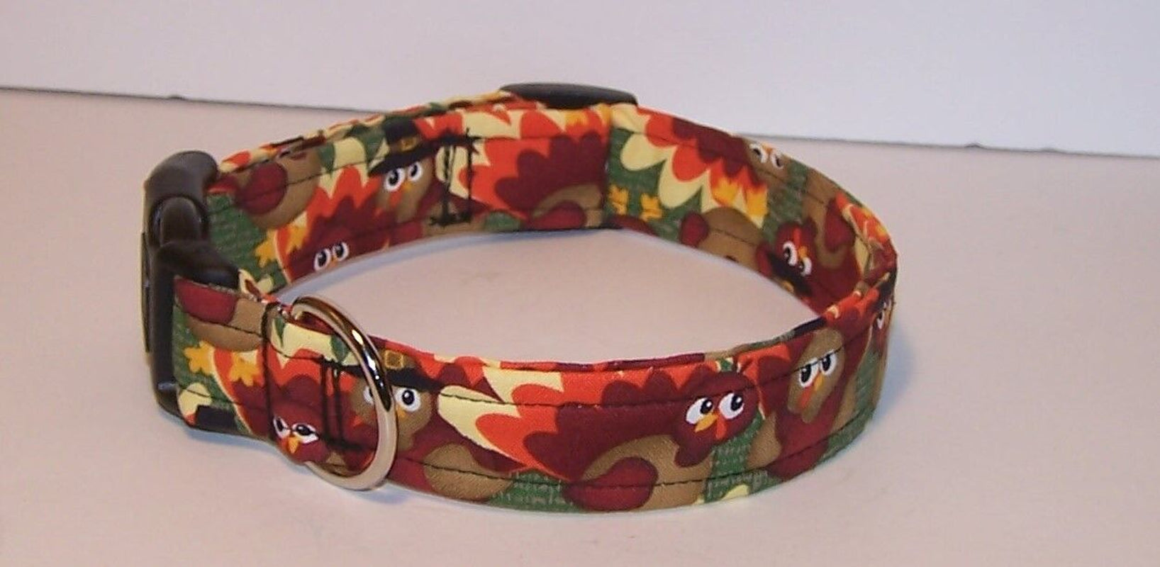 Wet Nose Designs Gobble Dog Collar Thanksgiving Fall Turkey Turkeys on Green