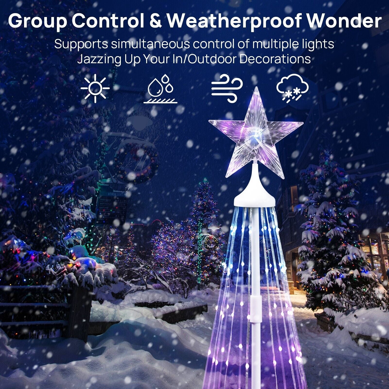 370 LED Lights Show Christmas Tree Cone Outdoor Xmas Home Yard Decor Multicloor