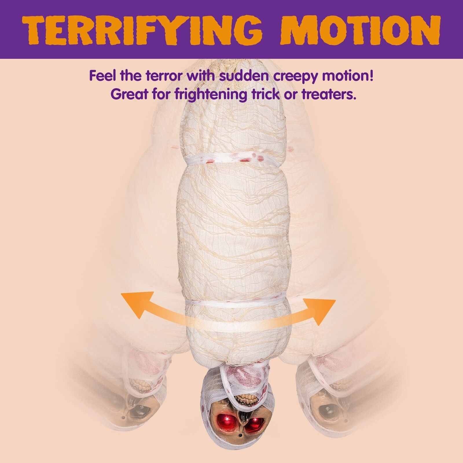 Halloween Animatronic Hanging Corpse with LED Light up Eyes & Sound Effect