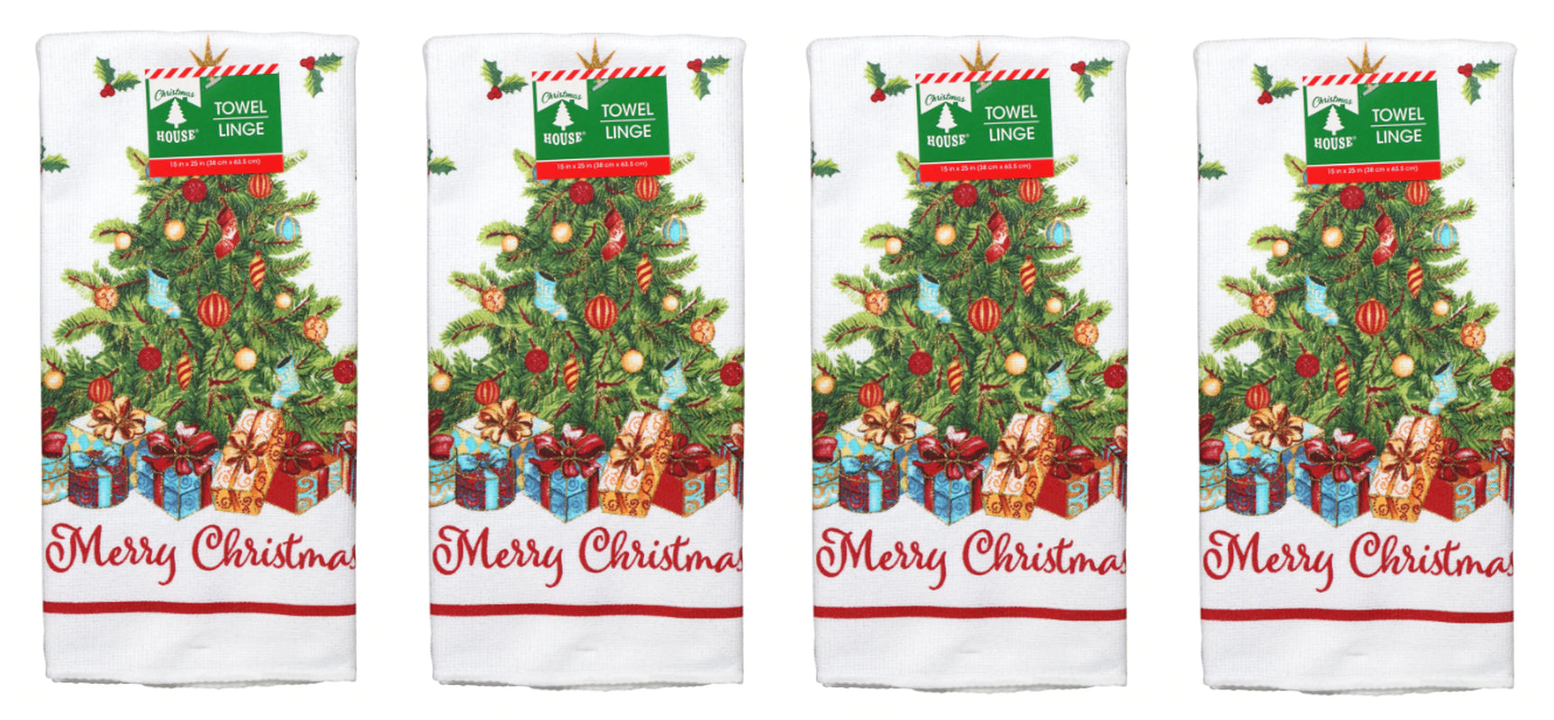 Festive Christmas Tree Kitchen Towel 2 Pack Hand Dish Drying FREE SHIPPING