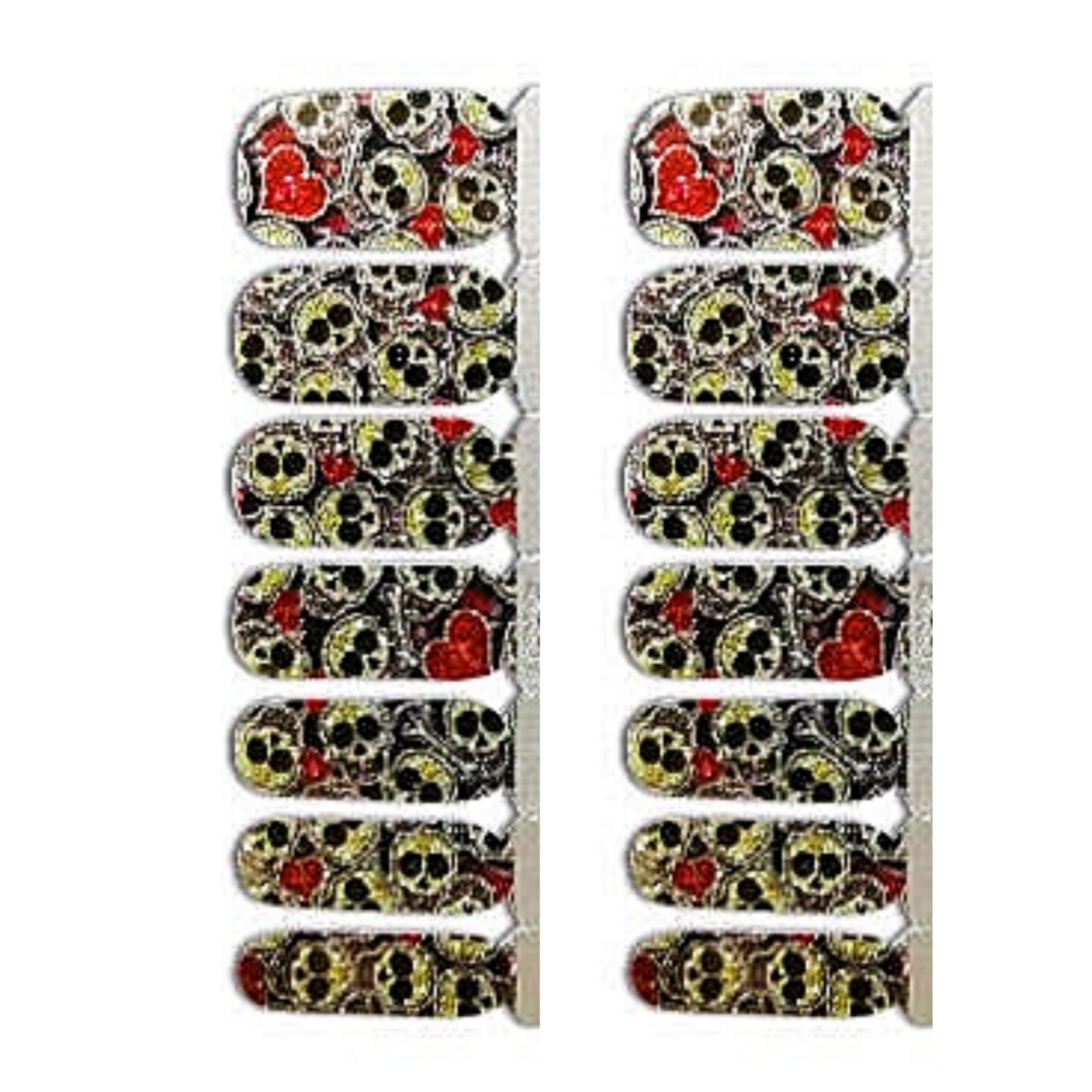 Halloween Skulls Black Red Color Wraps Real Nail Polish Strips M175 Street Art