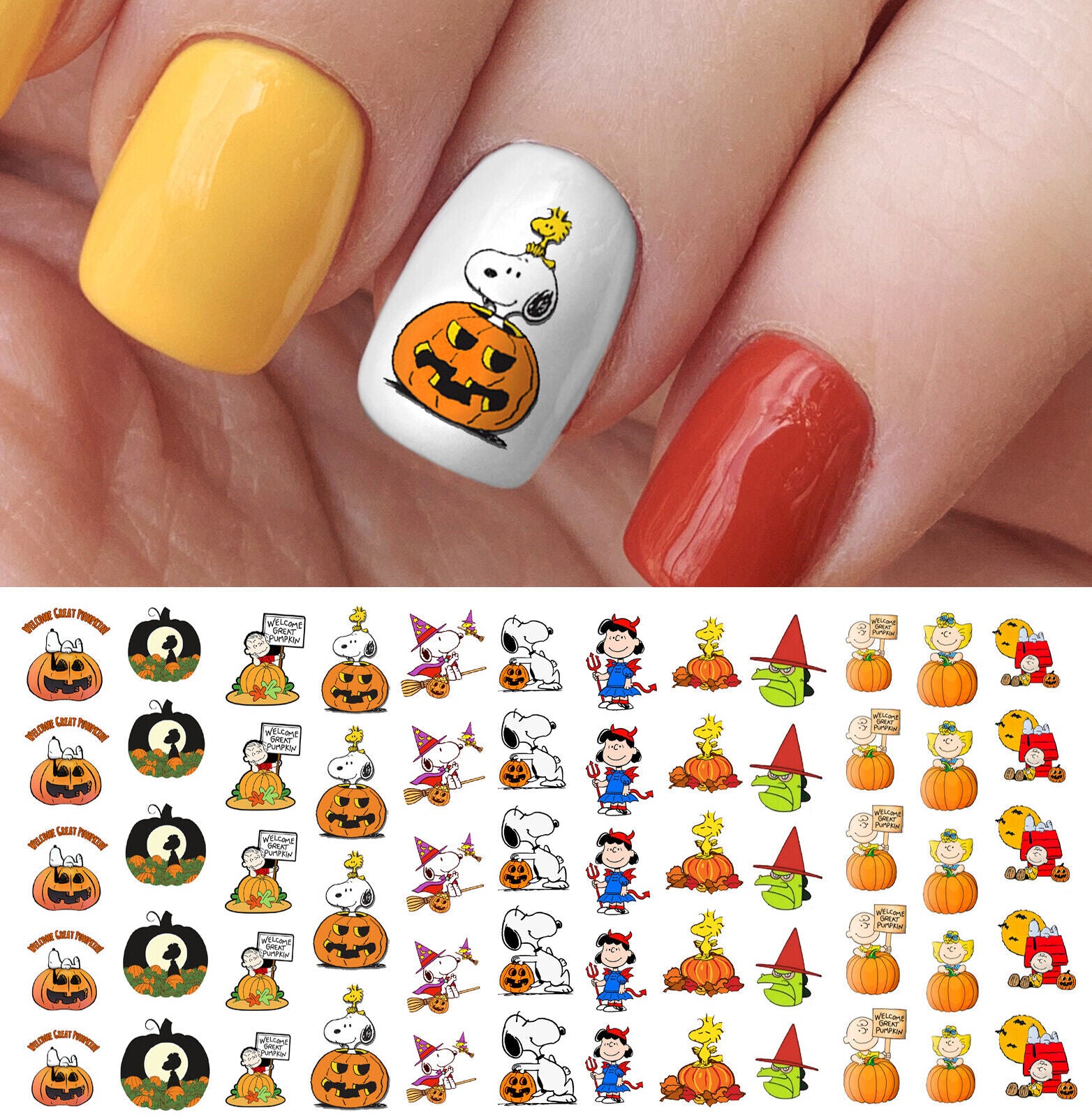 Snoopy Peanuts Halloween Great Pumpkin Charlie Brown Nail Art Decals - Salon!