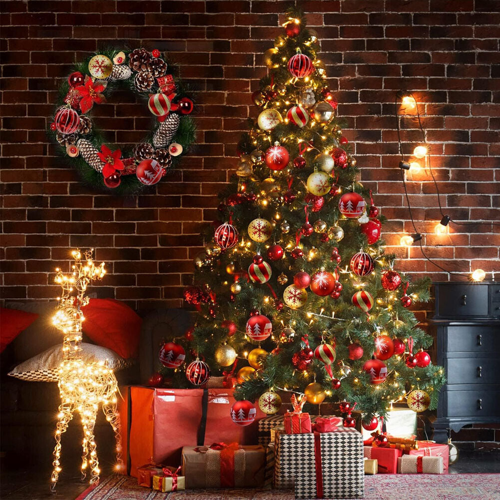 44Pcs Mixed Christmas Balls Baubles Xmas Tree Ornament Home Hanging Decoration