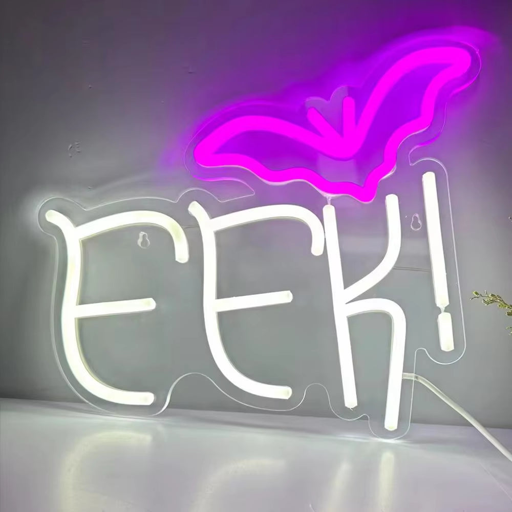 Halloween Trick or Treat Neon Sign , 16X11 in Dimmable USB Powered Halloween LED Red Light for Shop Bar Party Wall Decor