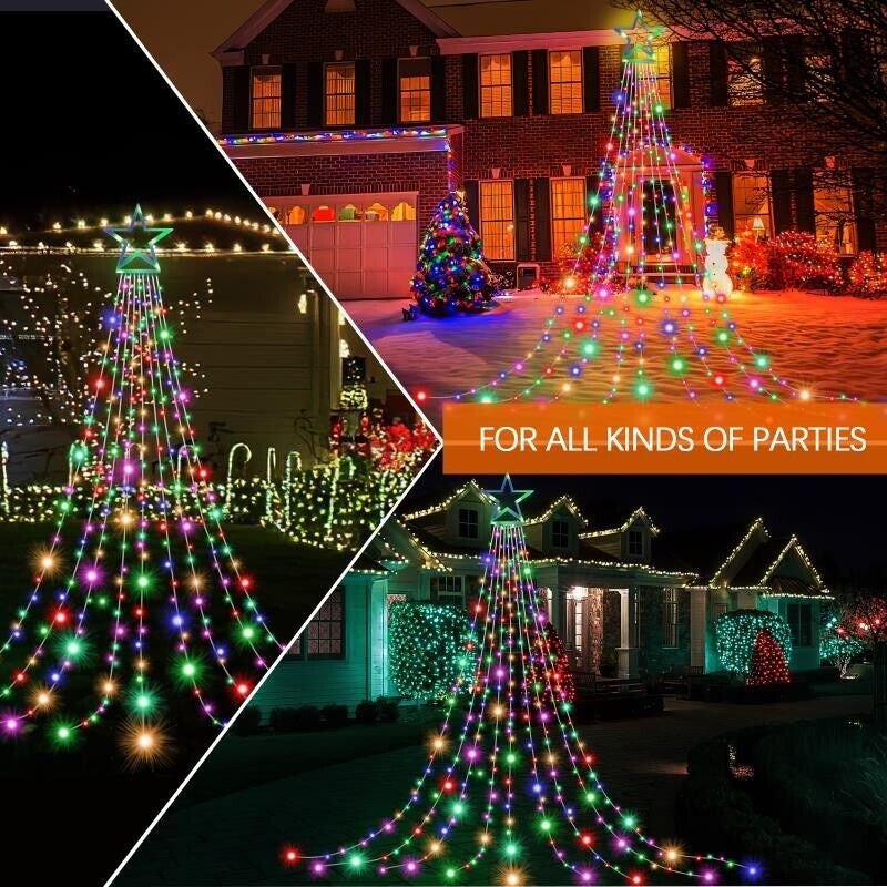 Outdoor Christmas Decorations 344 LED Star Lights Easy Installation & Waterproof