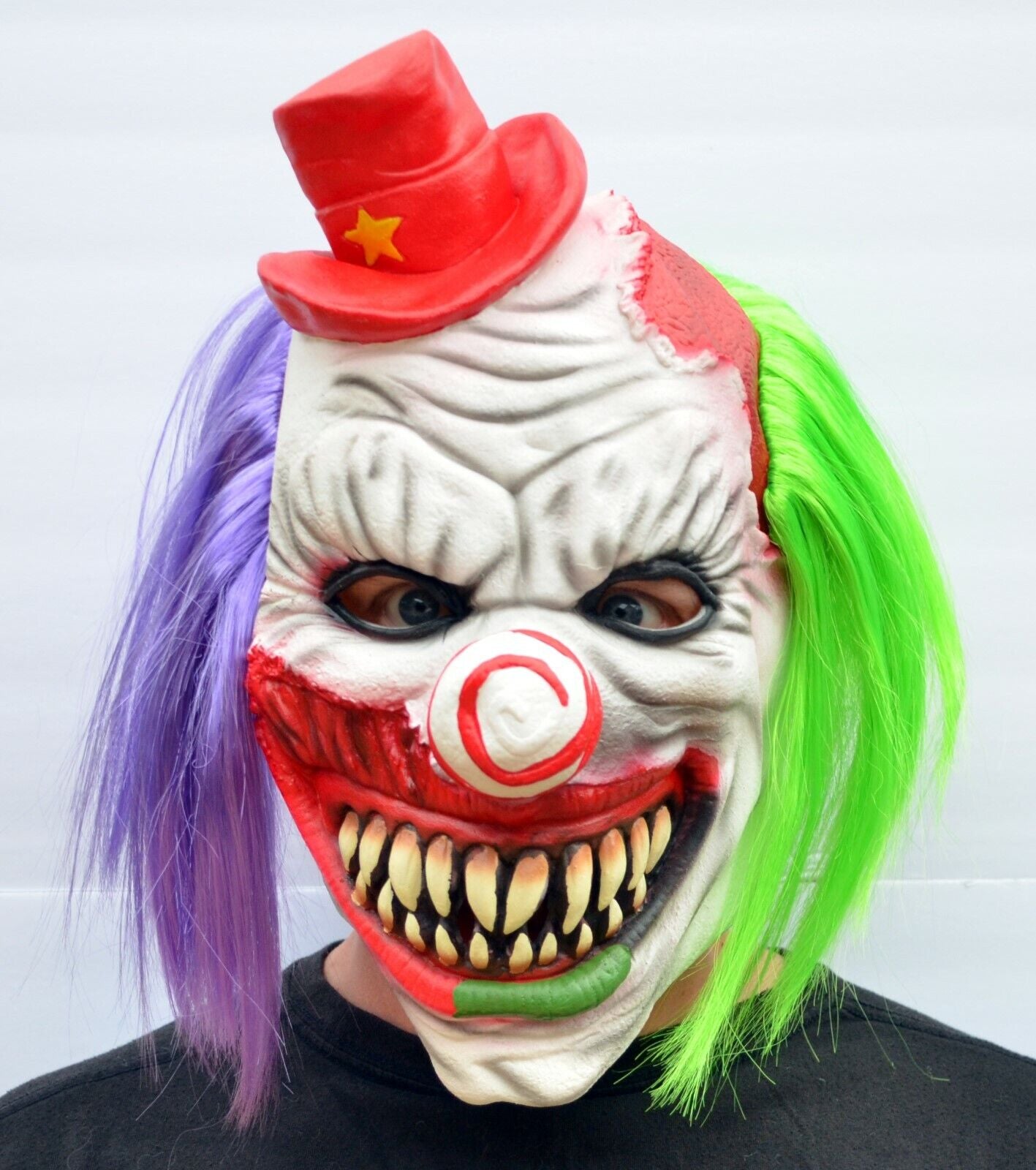 Scary Halloween Clown Mask with Hair Costume Party Cosplay Jokester Psycho Clown