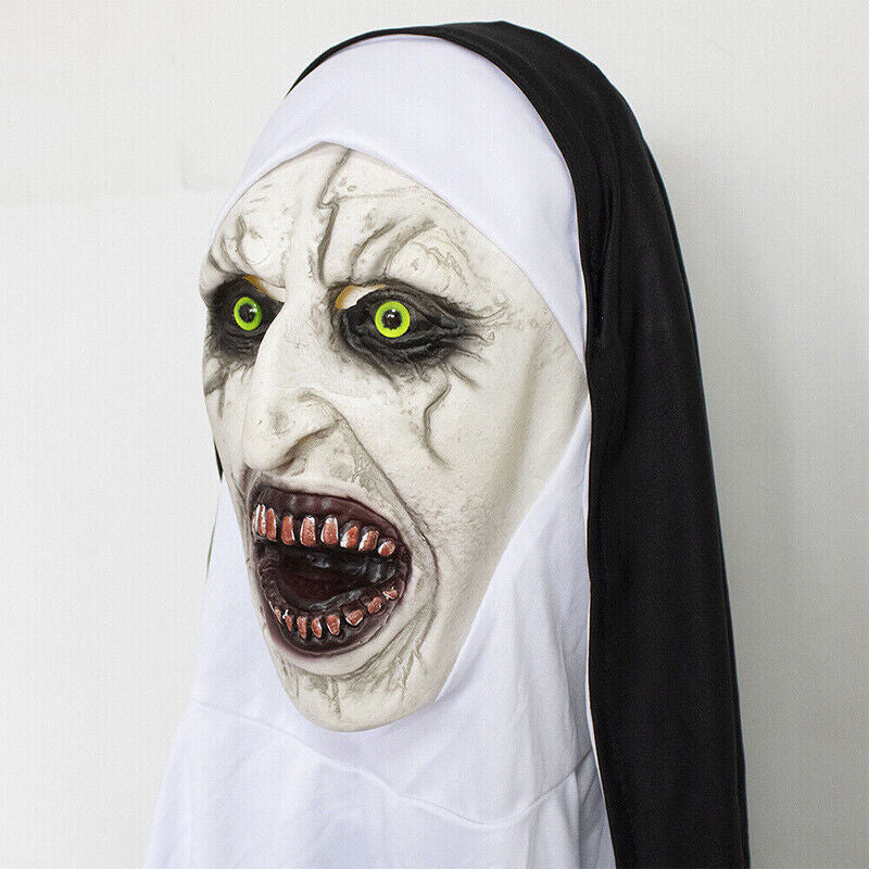 Scary Cosplay the Nun Full Face Halloween Mask Costume Horror Creepy Party Props