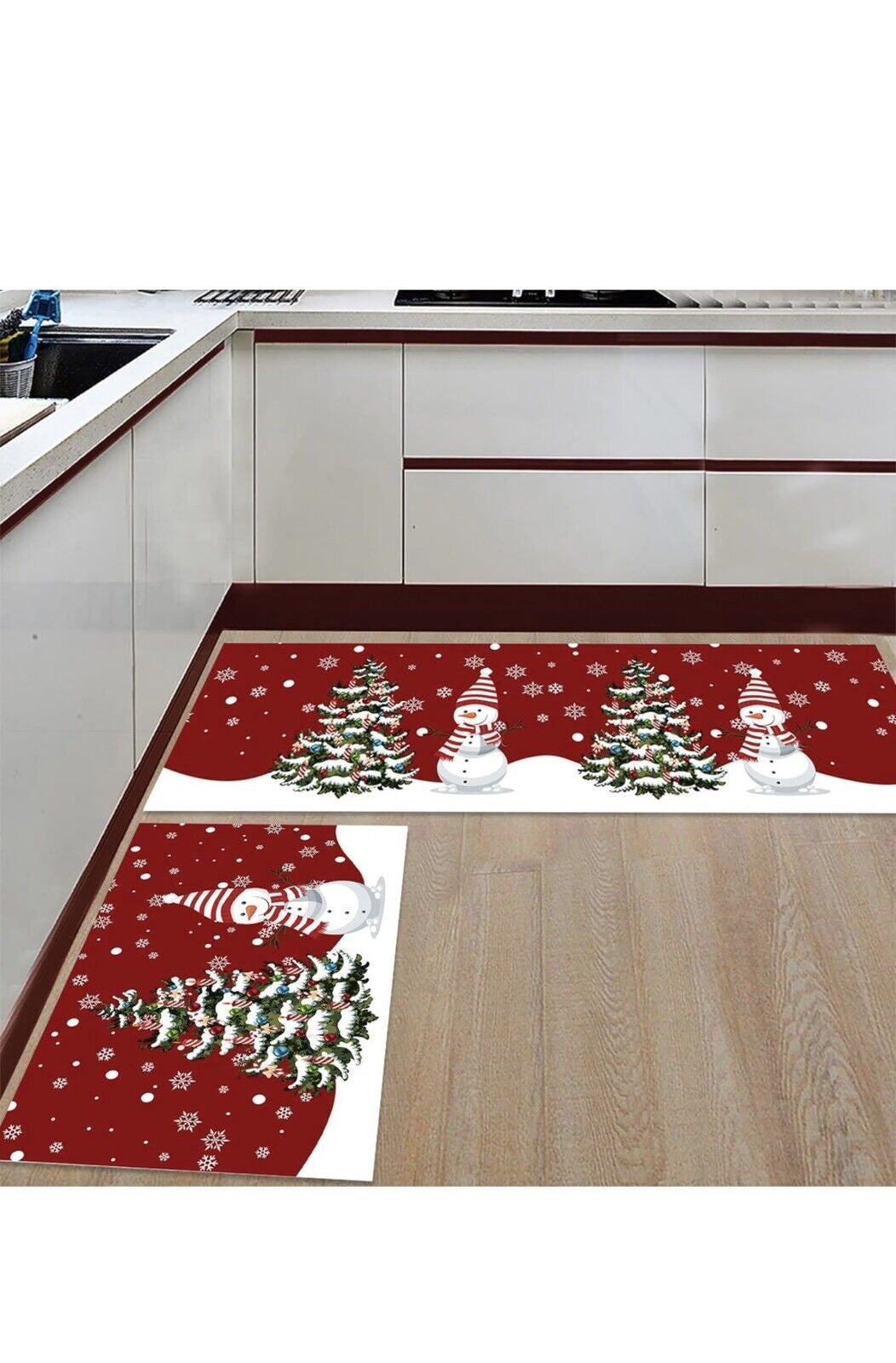 Kitchen Rugs Set of 2 Mats Christmas Tree