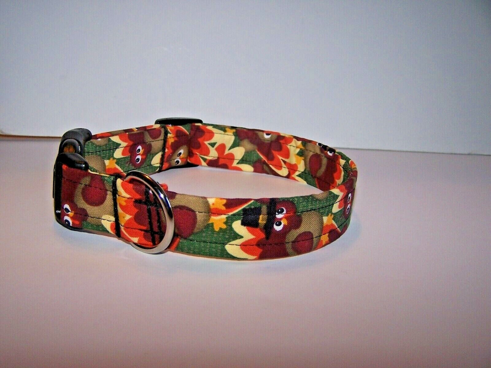 Wet Nose Designs Gobble Dog Collar Thanksgiving Fall Turkey Turkeys on Green
