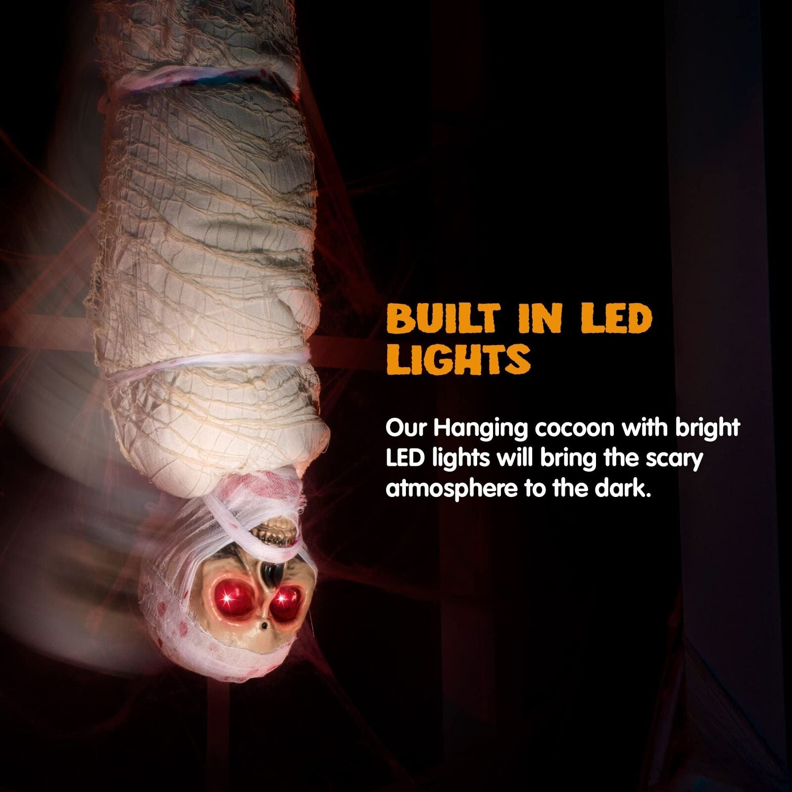 Halloween Animatronic Hanging Corpse with LED Light up Eyes & Sound Effect