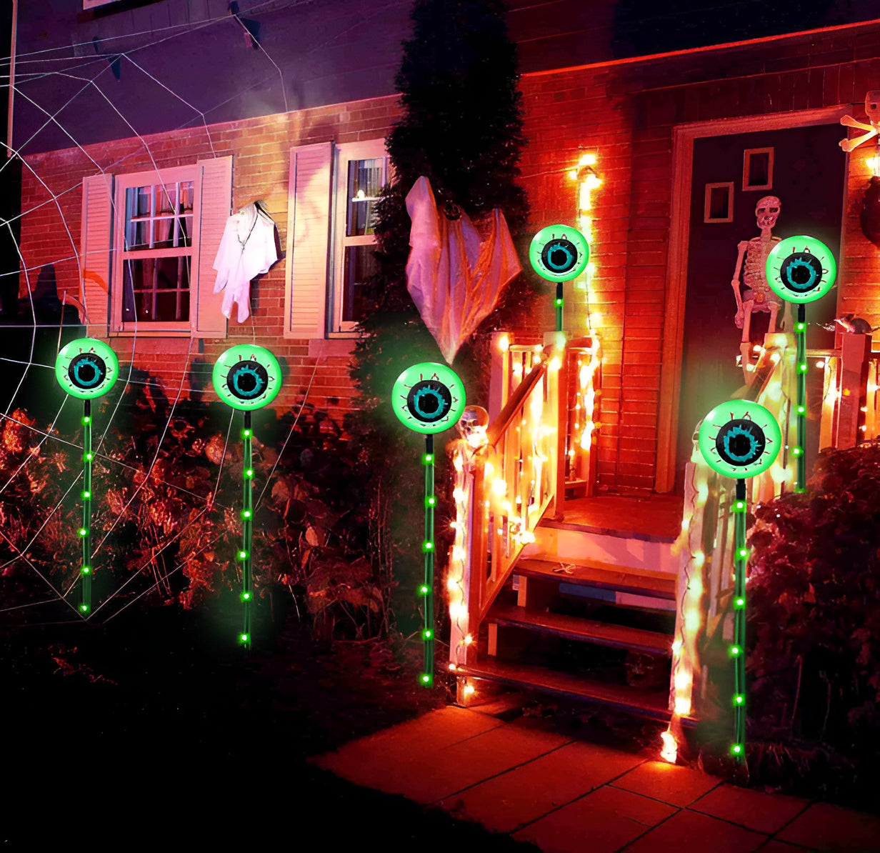 6 Pack Solar Halloween Lights for Halloween Decorations Outdoor, Scary Eyebal...