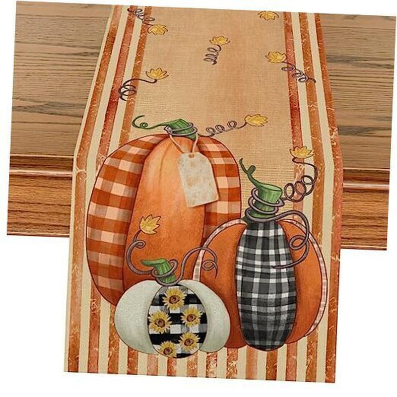 Orange Fall Table Runner, Autumn Thanksgiving Harvest Pumpkin Table Runners