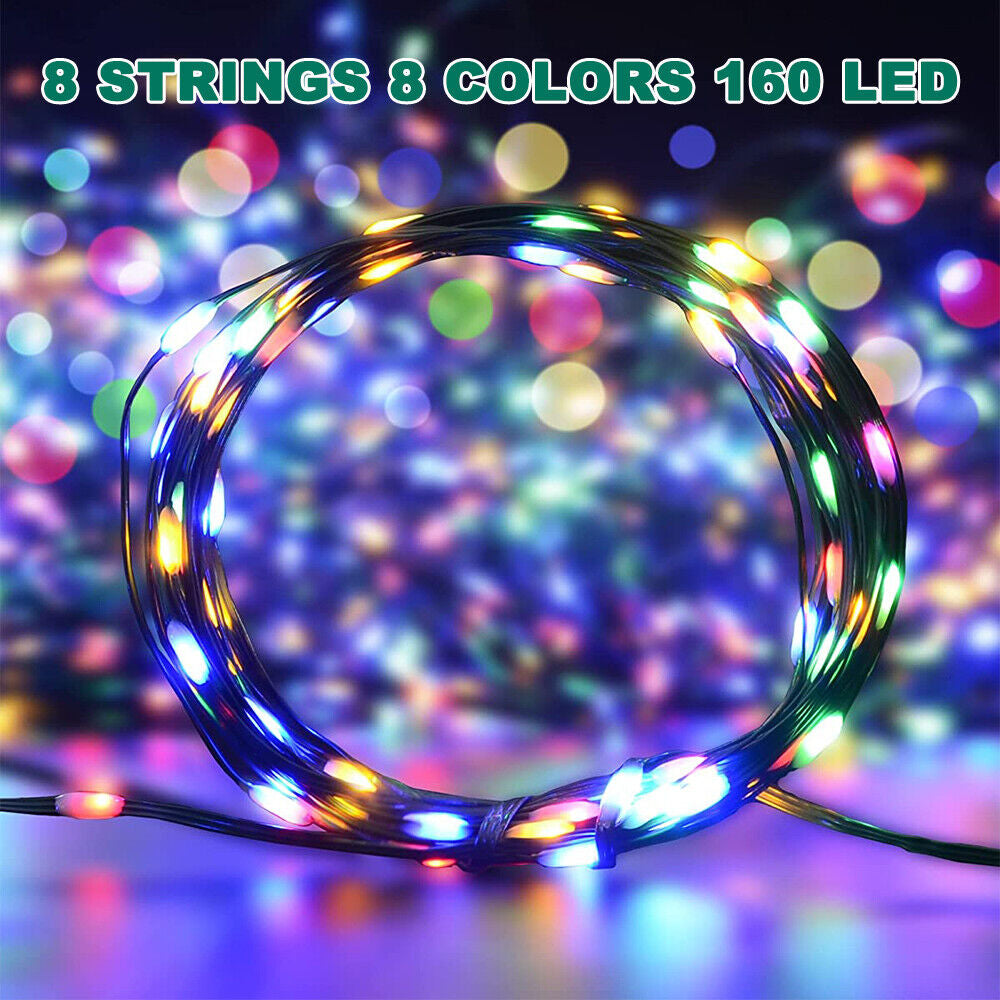 160LED Christmas Tree Waterfall Lights Fairy String Outdoor Waterproof Decor RGB