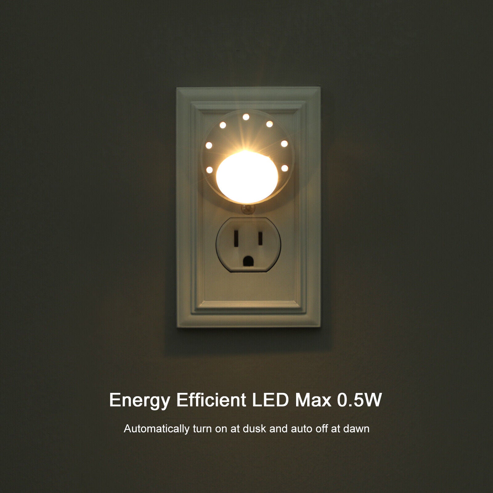 DEWENWILS Plug in Light Sensor Night Light Warm White LED Bedroom Lights 4 Pack
