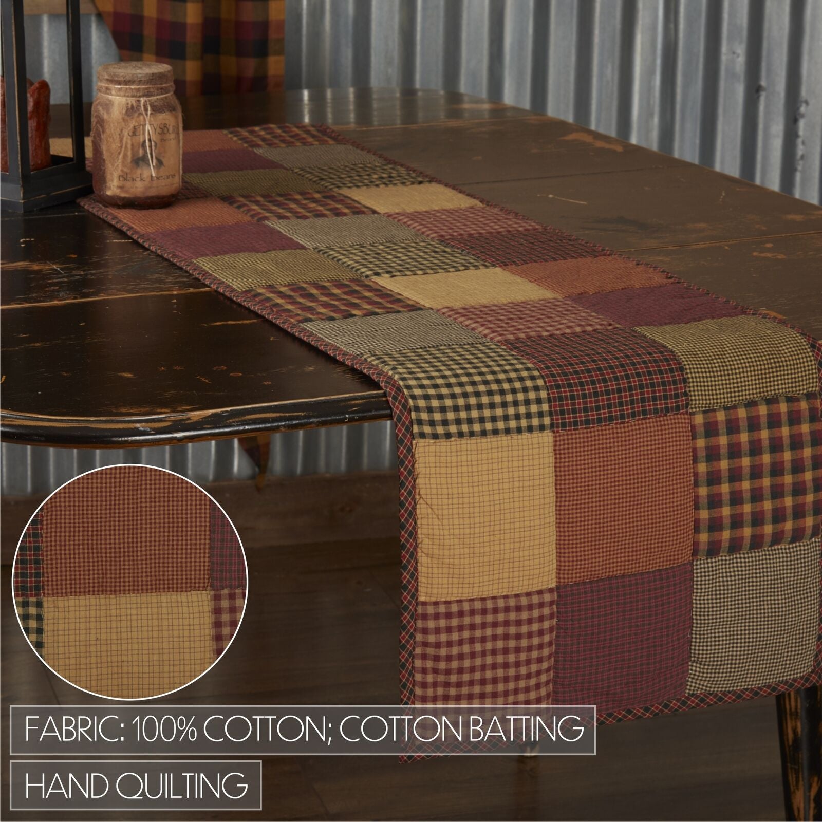 VHC Brands Table Runner Heritage Farms Primitive 13X48 Rect Quilted Thanksgiving