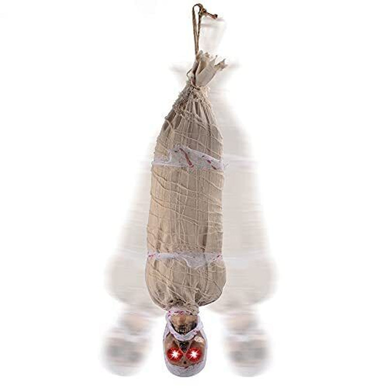 Halloween Animatronic Hanging Corpse with LED Light up Eyes & Sound Effect