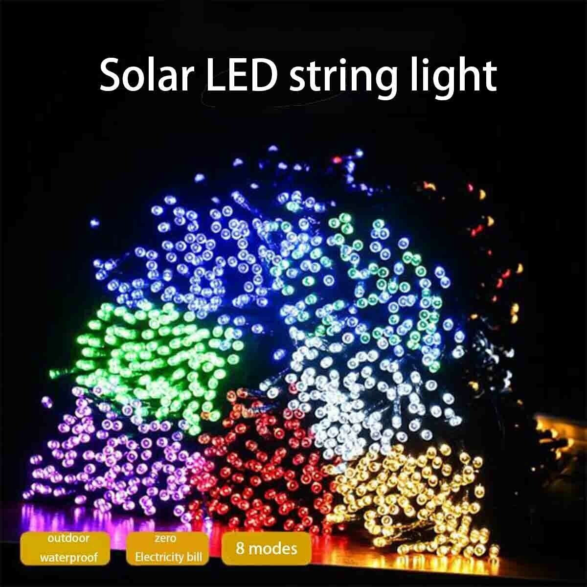 Solar String Lights Outdoor 8 Modes Waterproof for Garden/Landsca