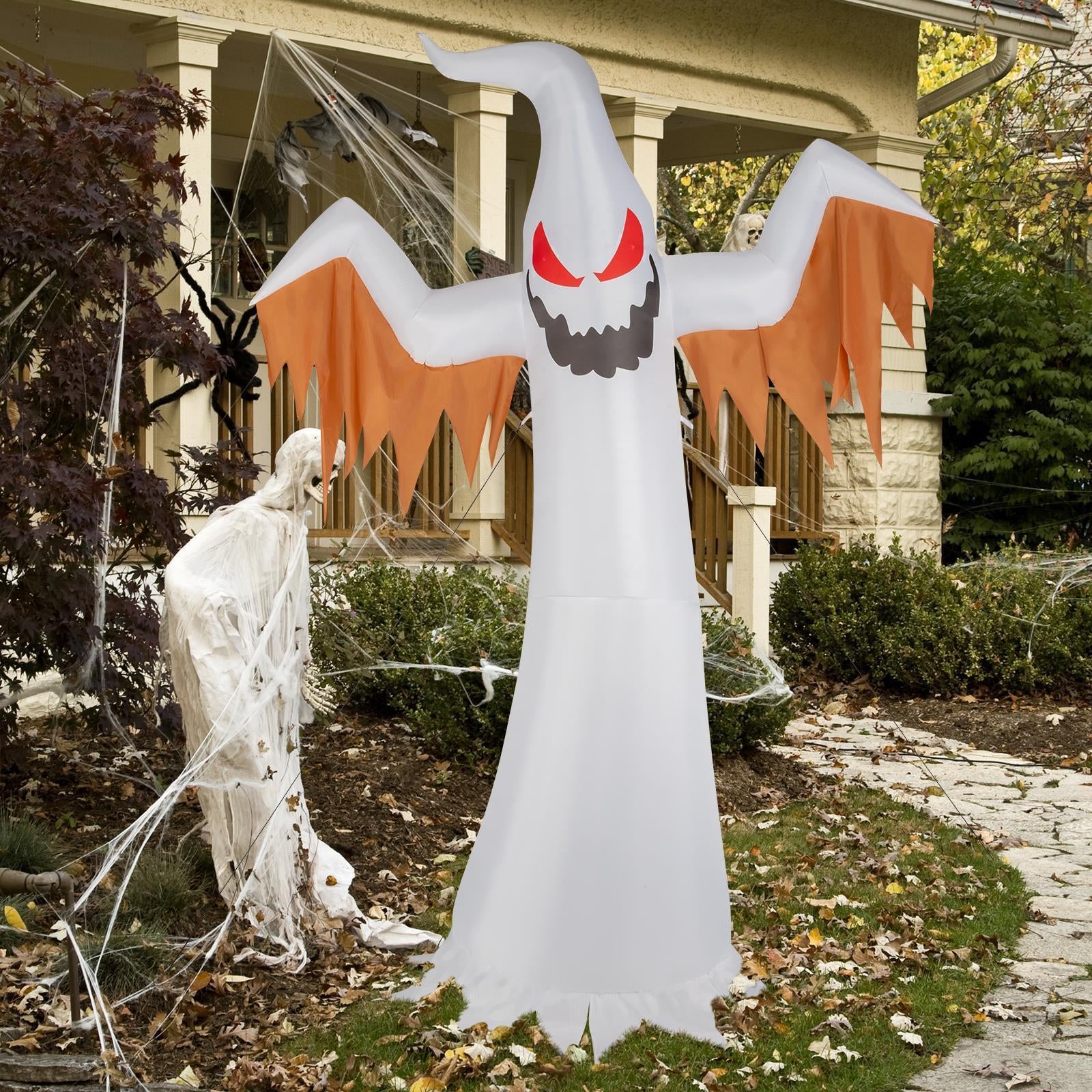 12FT Halloween Inflatable Giant Ghost with Red Eye Led Lights Blow up Decoration